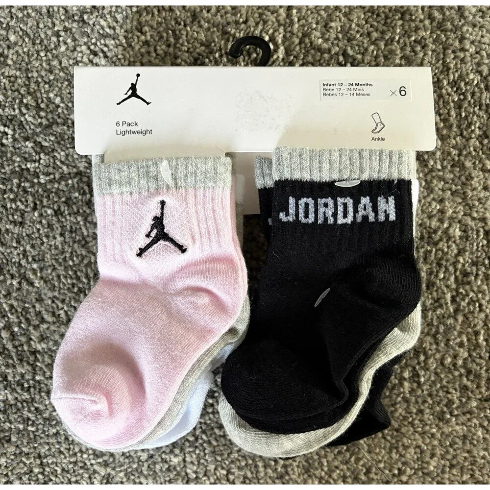 Baby Girl Jordan Socks Set of 6 Size 12-24 months NWT A1